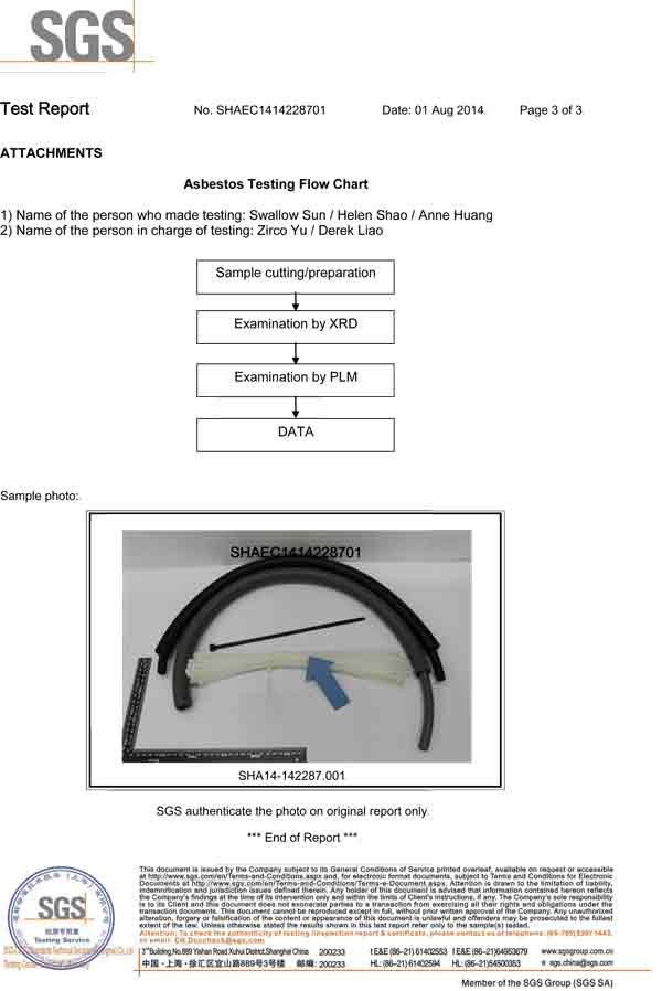 Nylon asbestos report