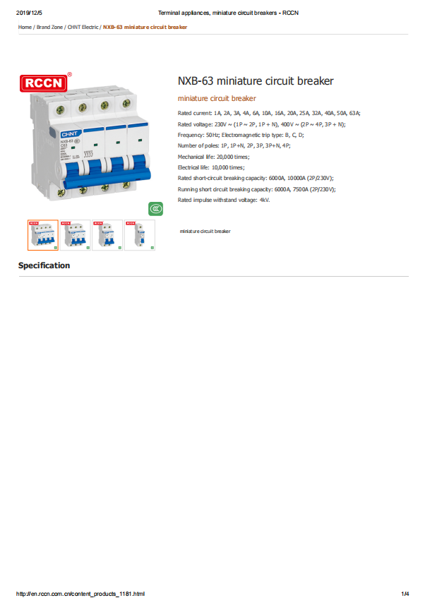 NXB-63 miniature circuit breaker -RCCN